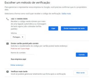 Google Meu Negócio verificação